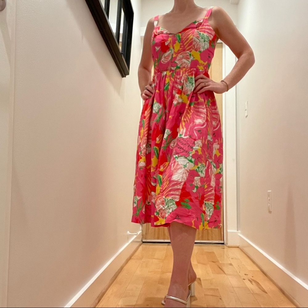 Gorgeous Vintage Pink Floral Backless Dress